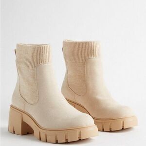 torrid Cream Chunky Lug Heel Ankle Boots